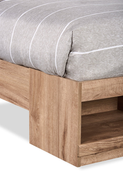 Oakley Platform Bed with Headboard & Storage Frame, Made in Canada, Natural - Queen Size