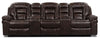Leo Leath-Aire® Fabric 5-Piece Reclining Home Theatre Sectional – Walnut - Contemporary style Sectional in Walnut