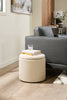 Ontario 14.75" Round Fabric Storage Ottoman - White|Pouf de rangement rond Ontario de 14,75 po en tissu - blanc