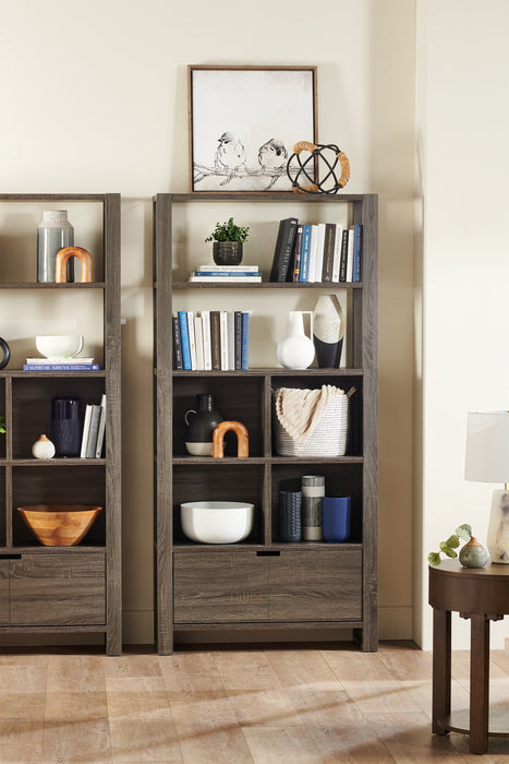 Oscar Owen 36\" Bookcase with Drawer & 6 Shelves - Distressed Grey