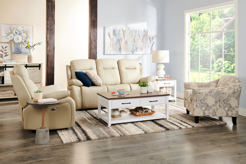 Kort & Co. Logan 47.25\" Traditional Coffee Table with Storage and Shelf - White and Walnut Oak 