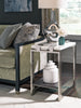 Paradox 16" Modern Chairside Table with Shelf - White Marble Top with Brushed Platinum Frame|Table de fauteuil moderne Paradox de 16 po avec tablette - dessus en marbre blanc avec armature platine brossé
