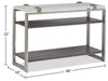 Paradox 48" Modern Sofa Table with Shelf - White Marble Top with Brushed Platinum Frame|Table de salon moderne Paradox de 48 po avec tablette - dessus en marbre blanc avec armature platine brossé