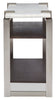 Paradox 48" Modern Sofa Table with Shelf - White Marble Top with Brushed Platinum Frame|Table de salon moderne Paradox de 48 po avec tablette - dessus en marbre blanc avec armature platine brossé