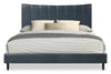 Paseo Platform Bed in Navy Vegan-Leather Fabric - King Size  | Lit plateforme rembourré Paseo en tissu de cuir végétalien bleu marine - format très grand lit