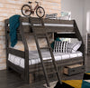 Piper Bunk Bed with Guard Rail for Kids, Solid Pine, Driftwood Grey - Twin/Full | Lits superposés Piper en pin massif gris bois de grève avec garde-corps pour enfants - simple et double