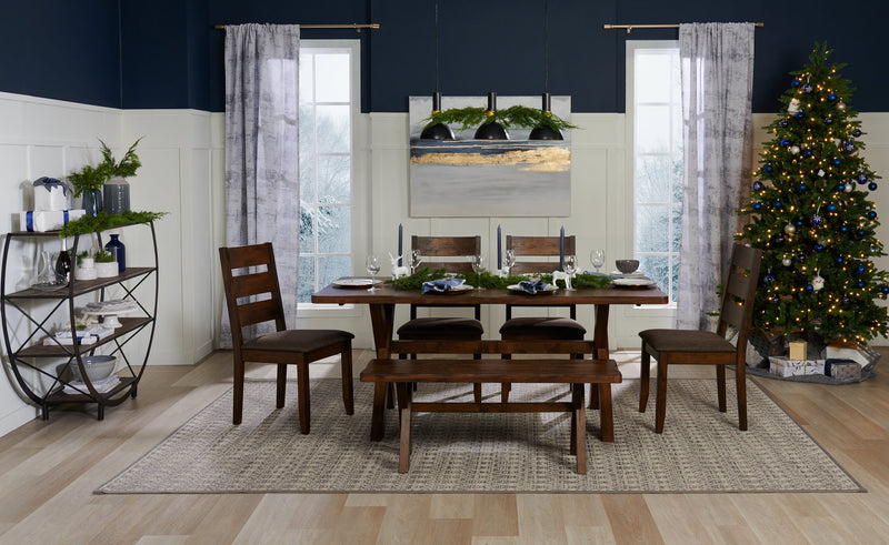 Plum Dining Chair with Polyester Fabric, Wood, Ladder-Back - Nutmeg Brown