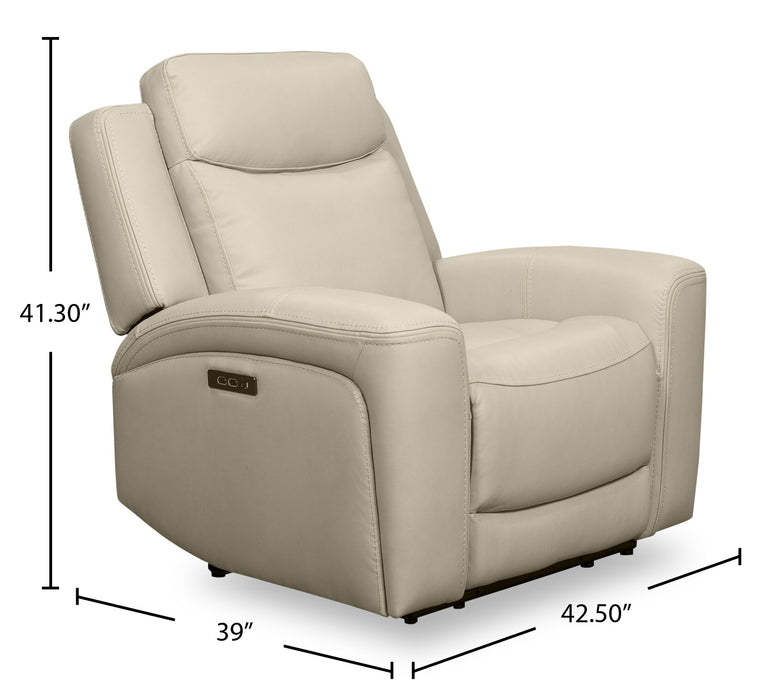 Scott Living Prescott 42.5\" Genuine Leather Power Reclining Chair with Power Headrest - Platinum Grey