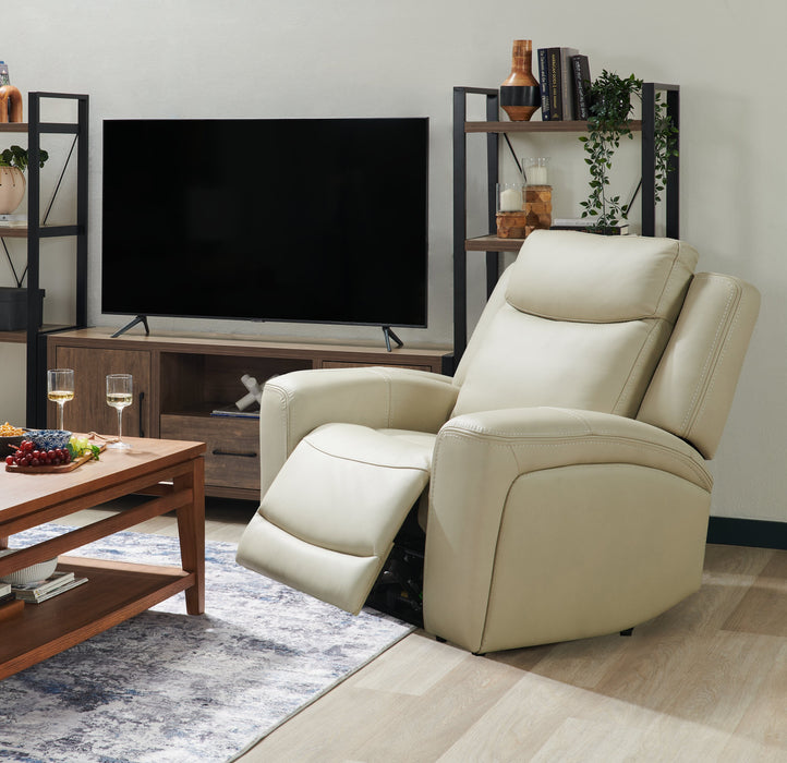 Scott Living Prescott 42.5\" Genuine Leather Power Reclining Chair with Power Headrest - Platinum Grey