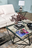 Prism 31.5" Modern Glass Top Coffee Table – Glass with Metal Base  | Table à café moderne Prism de 31,5 po avec dessus en verre - verre avec base en métal