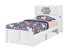 Quinn Platform Bed with Bookcase Headboard, Built-in Desk & Stool, White - Twin Size | Lit plateforme Quinn avec tête de lit bibliothèque, bureau intégré et tabouret, blanc - format lit simple