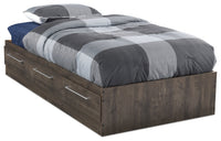 Riley Mates Bed with 3-Drawer Storage for Kids, Made in Canada, Grey - Twin Size