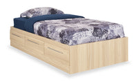 Riley Mates Bed with 3-Drawer Storage for Kids, Made in Canada, Natural - Twin Size