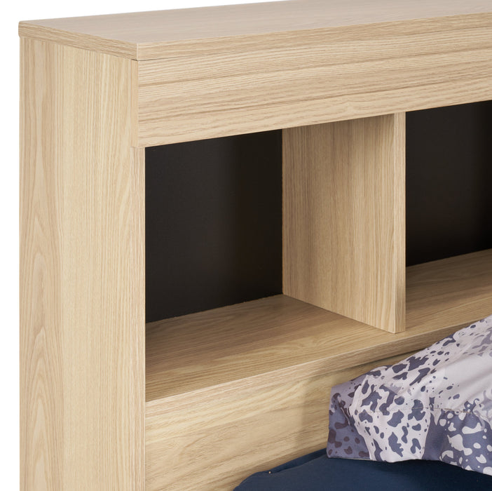 Riley Mates Bed with Bookcase Headboard Set for Kids, Made in Canada, Natural - Twin Size