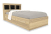 Riley Mates Bed 6pc Set with Bookcase Headboard, Dresser, Mirror & Nightstand, Natural - Twin Size | Ensemble lit matelot Riley 6 pièces avec tête de lit bibliothèque, commode, miroir et table de nuit, naturel - format lit simple