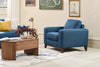 River 40.1" Linen-Look Fabric Chair with Wood Base and Legs - Blue | Fauteuil River de 40,1 po en tissu d’apparence lin avec base et pattes en bois - bleu