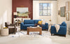 River 40.1" Linen-Look Fabric Chair with Wood Base and Legs - Blue | Fauteuil River de 40,1 po en tissu d’apparence lin avec base et pattes en bois - bleu