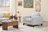 River 40.1" Linen-Look Fabric Chair with Wood Base and Legs - Grey | Fauteuil River de 40,1 po en tissu d’apparence lin avec base et pattes en bois - gris