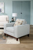 River 40.1" Linen-Look Fabric Chair with Wood Base and Legs - Grey | Fauteuil River de 40,1 po en tissu d’apparence lin avec base et pattes en bois - gris