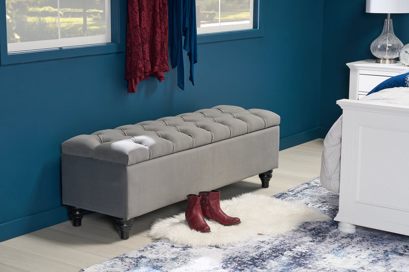 Sage 57\" Storage Bench - Grey Velvet