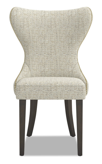 Shea Wing-Back Dining Chair with Linen-Look Fabric, Wood - Ivory