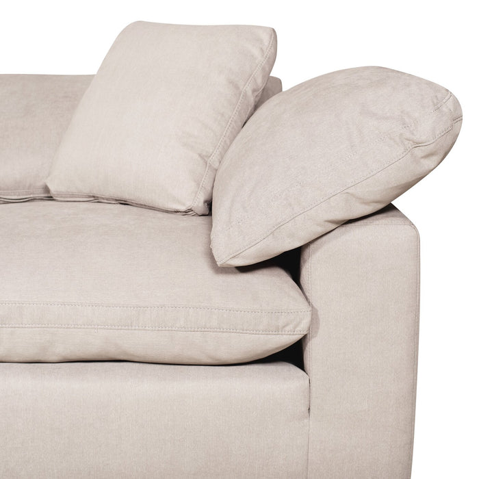 Eclipse Modular 5-Piece Linen-Look Fabric Sectional with Reversible Feather Down Cushions - Linen White