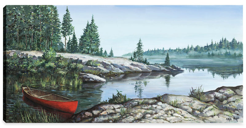Red Boat Canvas Artwork – 24\" x 48\"