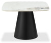 Hazel 39.5” Modern 2-Pack White Sintered Stone Top Coffee + End Table - Black and White | Ensemble table à café de 39,5 po et table de bout modernes Hazel avec dessus en pierre frittée blanche - noir et blanc