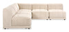 Kort & Co. Oaklyn Modular 5-Piece Fabric Armless Sectional with Tufted Seat Cushions - Beige | Sofa sectionnel modulaire sans accoudoirs Oaklyn de Kort & Co. 5 pièces en tissu avec coussins de siège capitonnés - beige