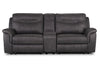 Floy 99" Faux Suede Power Reclining Loveseat with Power Headrests, Storage Console and USB Ports - Grey | Causeuse à inclinaison électrique Floy de 99 po en suédine avec appuie-têtes électriques, console de rangement et ports USB - grise