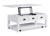 Centennial 48" Modern Lift Top Coffee Table with Storage, Shelf & Casters - White | Table à café moderne Centennial de 48 po avec dessus relevable, rangement, tablette et roulettes - blanche