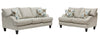 Made in Canada Nofia 58" Chenille Fabric Loveseat with Two Accent Pillows and Wood Legs - Linen Beige | Causeuse Nofia de 58 po fabriquée au Canada en tissu de chenille avec 2 coussins décoratifs et pattes en bois - beige lin