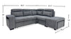 Coast 3-Piece Right-Facing Fabric Sleeper Sectional with Storage and Ottoman - Smoke | Sofa-lit sectionnel de droite Coast 3 pièces en tissu avec rangement et pouf - fumée