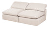 Eclipse Modular 6-Piece Linen-Look Fabric Sectional with Ottomans and Reversible Feather Down Cushions - Linen White | Sofa sectionnel modulaire Eclipse 6 pièces en tissu d’apparence lin avec poufs et coussins réversibles en duvet et plumes - blanc lin