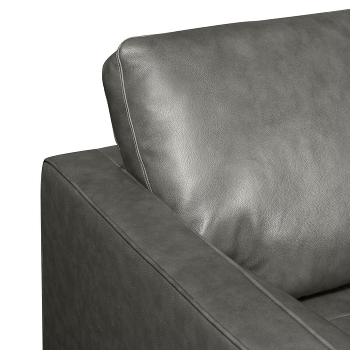 Edge 2-Piece Right-Facing Genuine Leather Sectional with Wood Legs and Removable Back Cushions - Grey