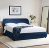 Mave Upholstered Platform Bed in Blue Velvet Fabric - King Size | Lit plateforme rembourré Mave en tissu de velours bleu - format très grand lit