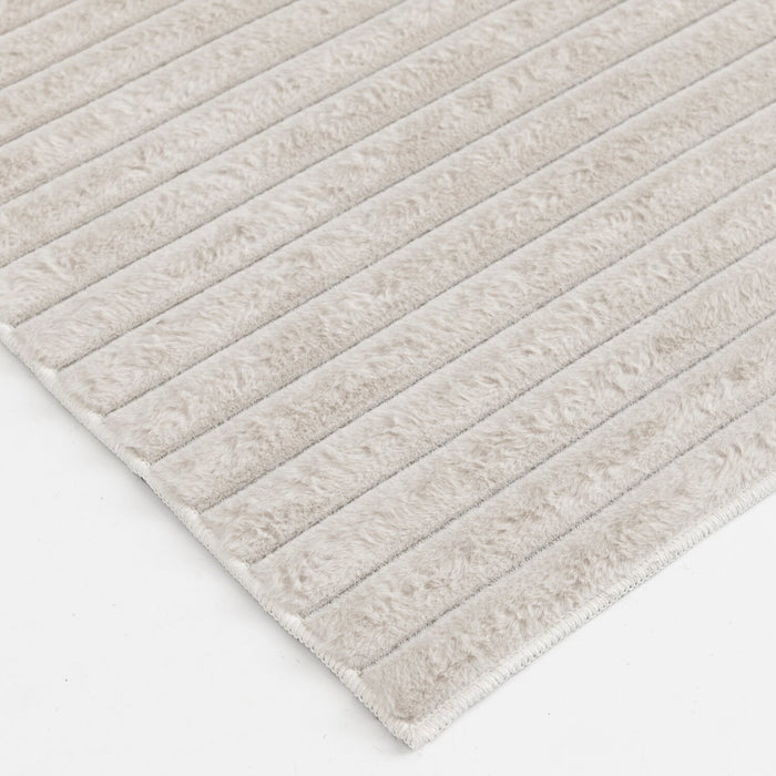 Dream Step Memory Foam Channel Ivory Faux Fur Area Rug - 5' x 7'