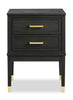 Alia Bedside 2-Drawer Nightstand with Gold Accent, 18"W x 25.75"H - Black | Table de nuit Alia de 18 po (l) x 25,75 po (H) à 2 tiroirs avec touche dorée - noire
