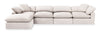 Eclipse Modular 5-Piece Linen-Look Fabric Sectional with Ottoman and Reversible Feather Down Cushions - Linen White | Sofa sectionnel modulaire Eclipse 5 pièces en tissu d’apparence lin avec pouf et coussins réversibles en duvet et plumes - blanc lin
