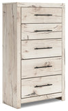 Derekson Bedroom Chest of Drawers, 5-Drawer, 31.7\"W x 53.9\"H - Rustic White