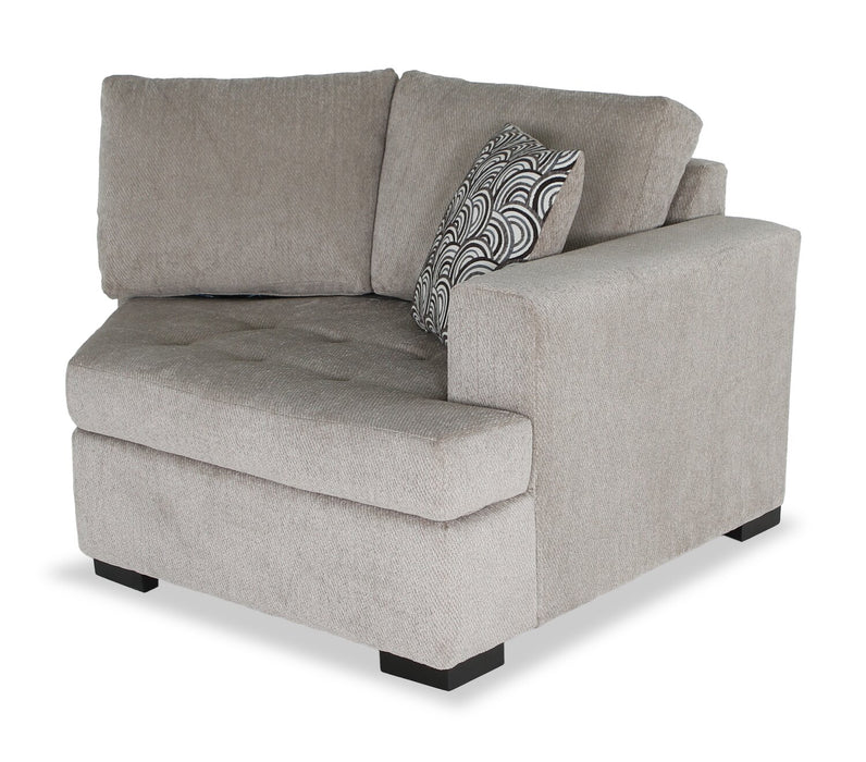 Made in Canada Legend 2-Piece Right-Facing Chenille Fabric Cuddler Sleeper Sectional - Platinum Beige