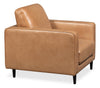 Edge 35" Genuine Leather Chair with Wood Legs and Removable Back Cushion - Brown | Fauteuil Edge de 35 po en cuir véritable avec pattes en bois et coussin de dossier amovible - brun