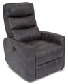 Cindy Crawford Home Quinn 31\" Leather-Look Fabric Swivel Rocker Power Reclining Chair - Grey