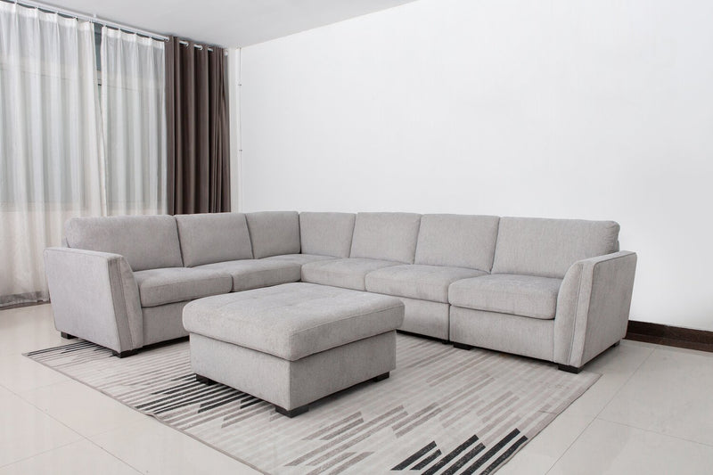 Vault 5-Piece Sectional with Pull-Out Loveseat and Storage Chairs - Grey