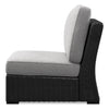 Jasper Outdoor Patio Armless Chair - Resin Wicker, Nuvella Fabric, UV & Weather Resistant - Grey/Black | Fauteuil sans accoudoirs Jasper pour la terrasse à l’extérieur - osier en résine, tissu Nuvella