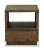 Elm 22” Rustic Pine End Table with Storage - Brown | Table de bout rustique Elm de 22 po en pin - brune
