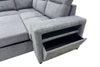 Coast 3-Piece Left-Facing Fabric Sleeper Sectional with Storage and Ottoman - Smoke | Sofa-lit sectionnel de gauche Coast 3 pièces en tissu avec rangement et pouf - fumée