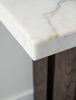 Warwick 52” Solid Wood and Marble Sofa Table – White and Brown Oak | Table de salon Warwick de 52 po en bois massif et en marbre - blanche et chêne brun