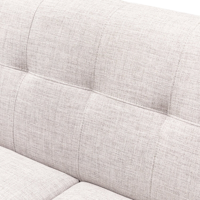 Kort & Co. Freeman 80” Linen-Look Fabric Condo Size Sofa with Wood Legs - Dove White