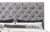 Candace Upholstered Bed in Velvet Grey Fabric, Button Tufted - Full Size | Lit rembourré Candace en tissu de velours gris avec capitonnage à boutons - format lit double